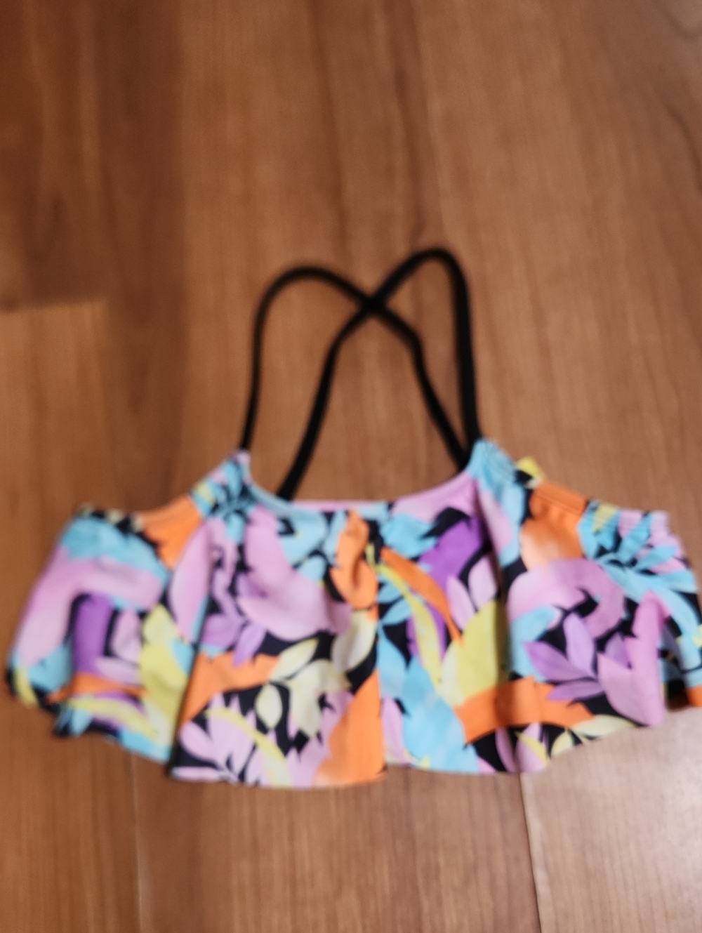 Kids Floral Off-Shoulder Bikini Top - Multicolor